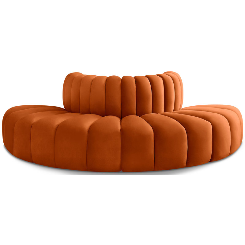 Iyleena Upholstered Sofa & Chaise, Cognac Velvet
