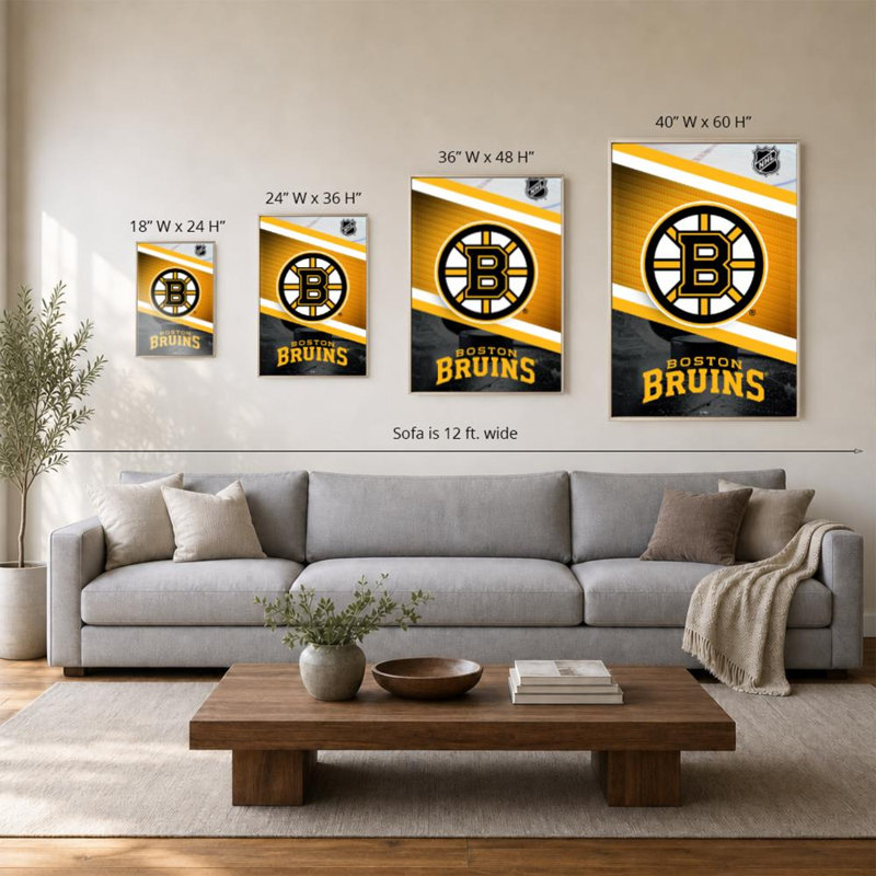 Décoration murale des Bruins de Boston (LNH), H 60 po x l 40 po, Flat Floating Frame, Champagne