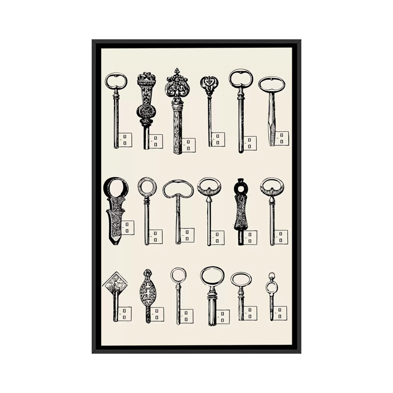 « usb keys », impression sur toile tendue, H 26 po x l 18 po x P 1,5 po, Toile avec cadre noir, Pas de tapis