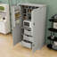 Garde-manger en bois avec tiroirs, tablettes amovibles et porte-bouteilles-1989130373