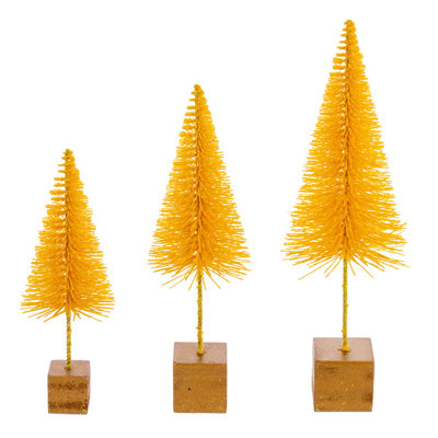 Ensemble d'arbre à brosse jaune 8 "-10" -12 "3