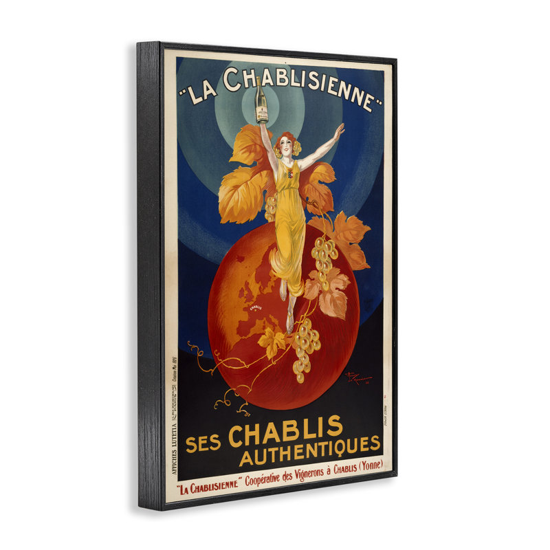 Publicité rétro sur champagne, estampe numérique, design par Marcus Jules, Giclée encadrée noir minuit, H 24 po x l 16 po