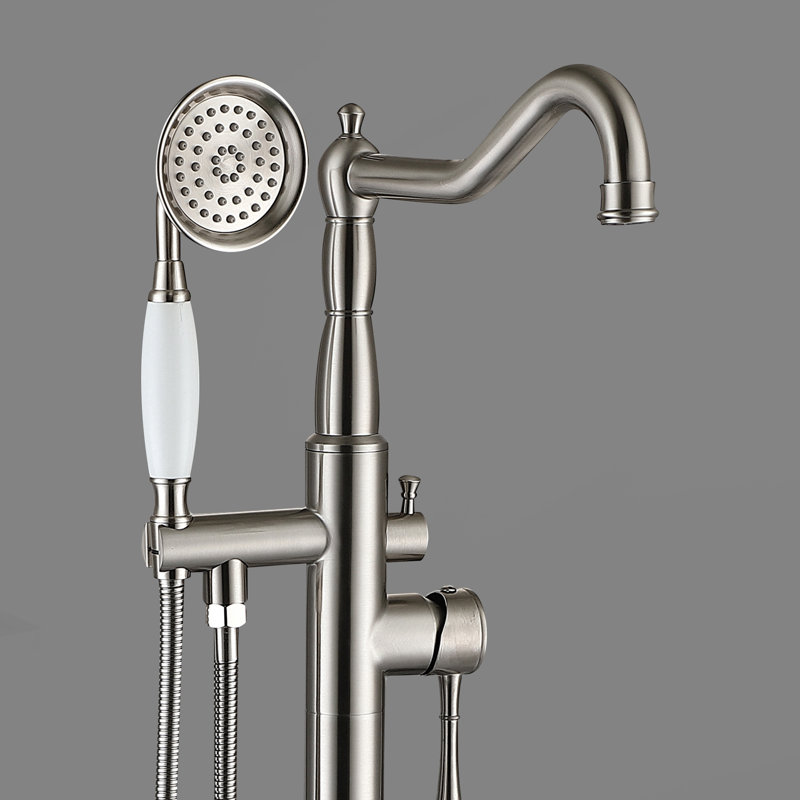 Freestanding Tub Filler with Diverter, Brushed Nickel