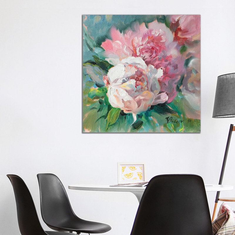 Pink Peonies by Katharina Valeeva - Wrapped Canvas Painting, 93.98 cm H x 93.98 cm W x 3.175 cm D