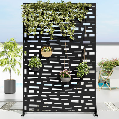 72" x 47" Freestanding Metal Privacy Screen Fence Panels Garden Trellis Outdoor Divider for Patio, Balcony, Backyard, Pool, Indoor Room