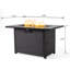 Table de foyer rectangulaire au propane en osier noir 44,01 pouces avec plateau en verre trempé