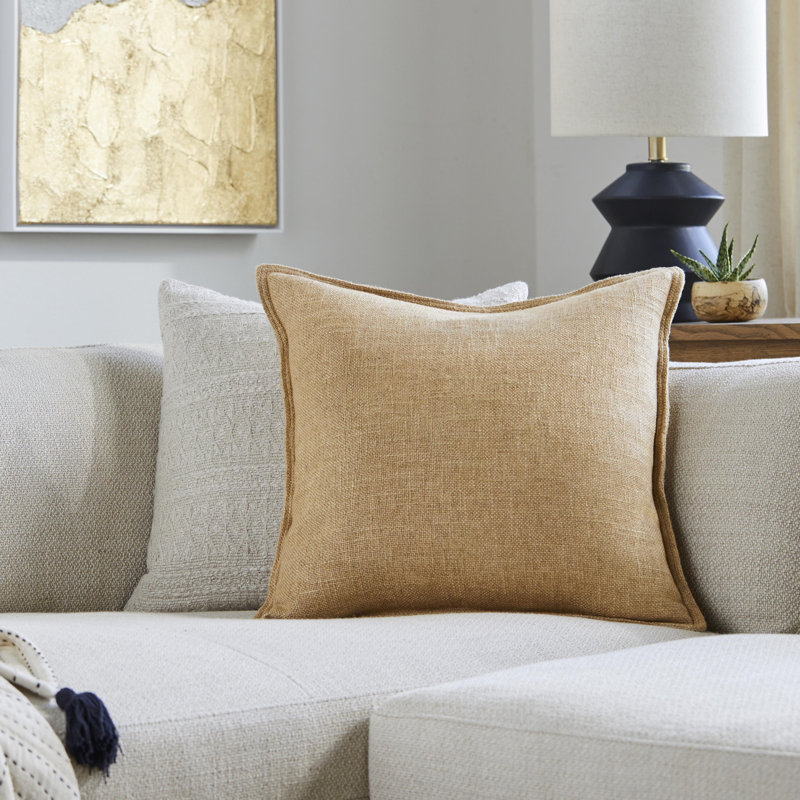 Coussin Thurman, Polyester/ Bourre en polyester, 20 po x 20 po, Brun clair