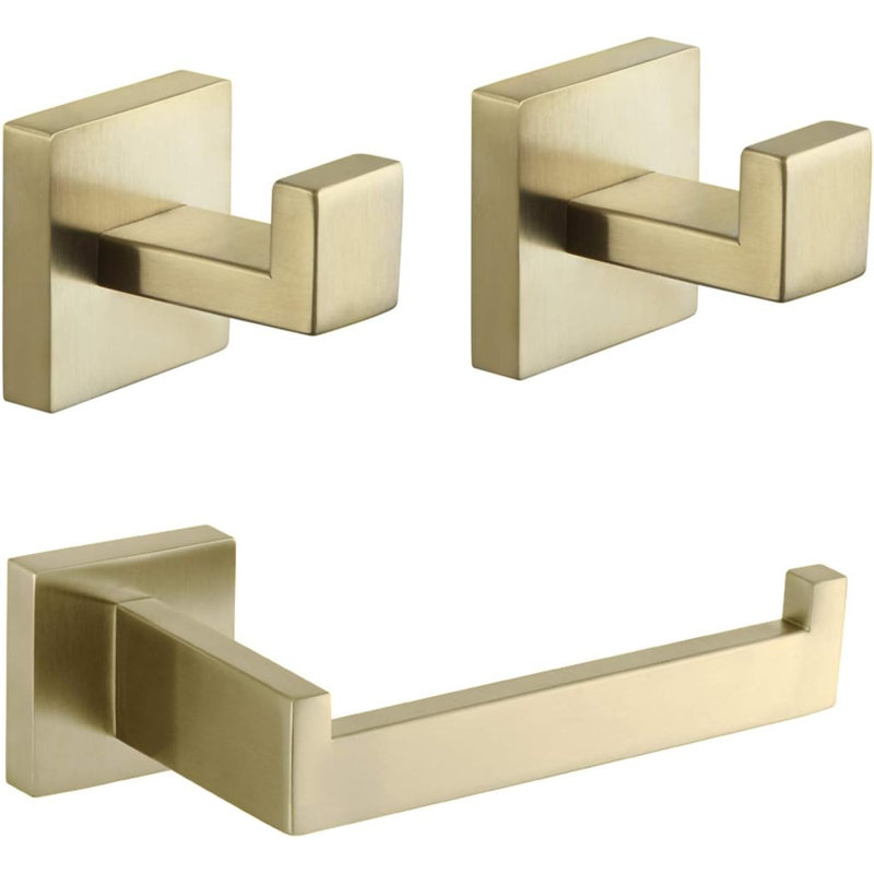 3 - Piece Bathroom Hardware Set, Polished Stainless Steel
