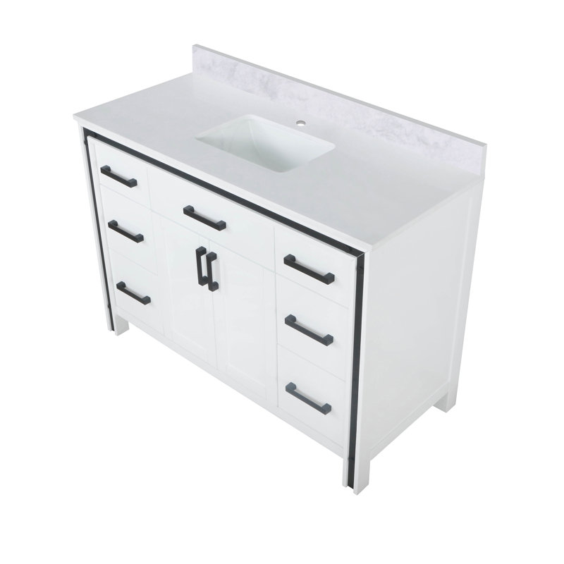 Ziva 48 in W x 22 in D White Single Bath Vanity and White Top, Dark Gray, White Cultured Marble