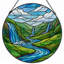 Panneau de vitrail 12 "H Mountain Stream-1645154011
