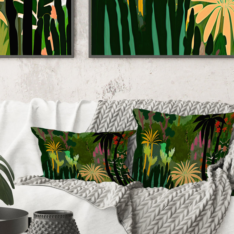 Coussin décoratif imprimé "Blossoming And Vibrant Jungle Flora V"
