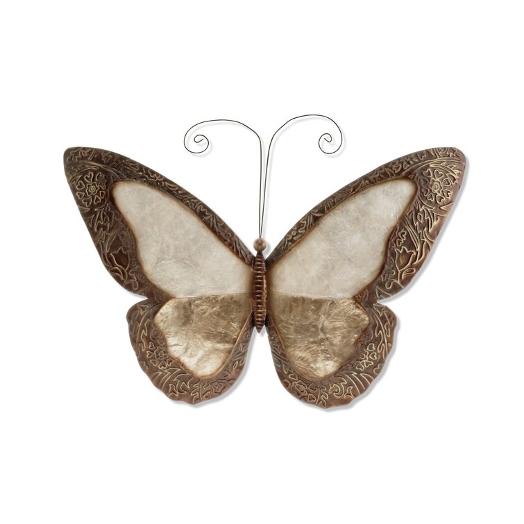 Vintage Gold Tone Thin Metal Textured Butterfly Brooch Costume