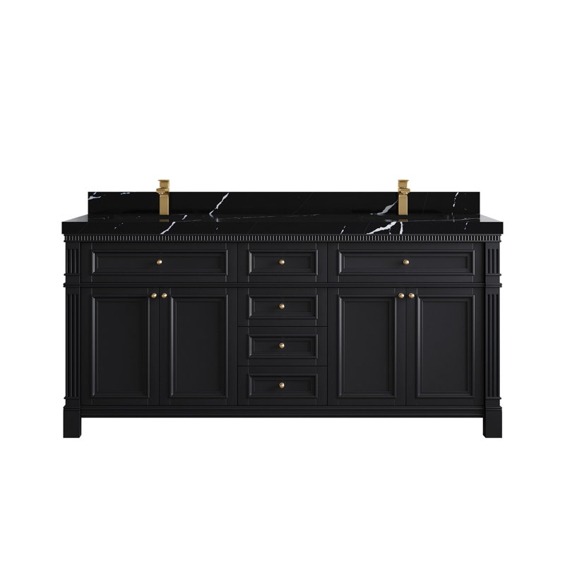 Halsey X P 22 po De salle de bain Quartz noir Calacatta, Viola nuit
