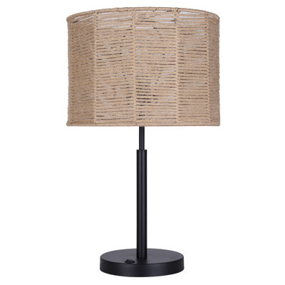 Aubine 1 Light Table Lamp With Matte Black Finish And Tan Rope Shade