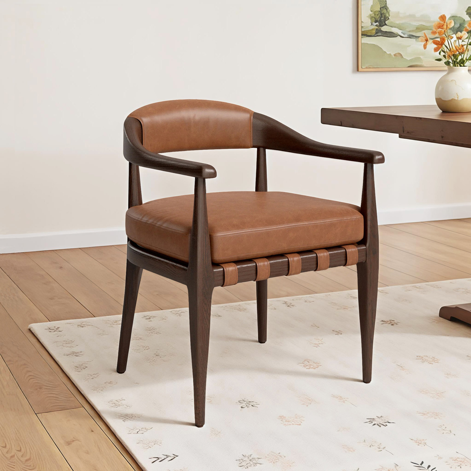 Clendon Dining Chair-Sonoma Chestnut, Terra Brown Oak Leather