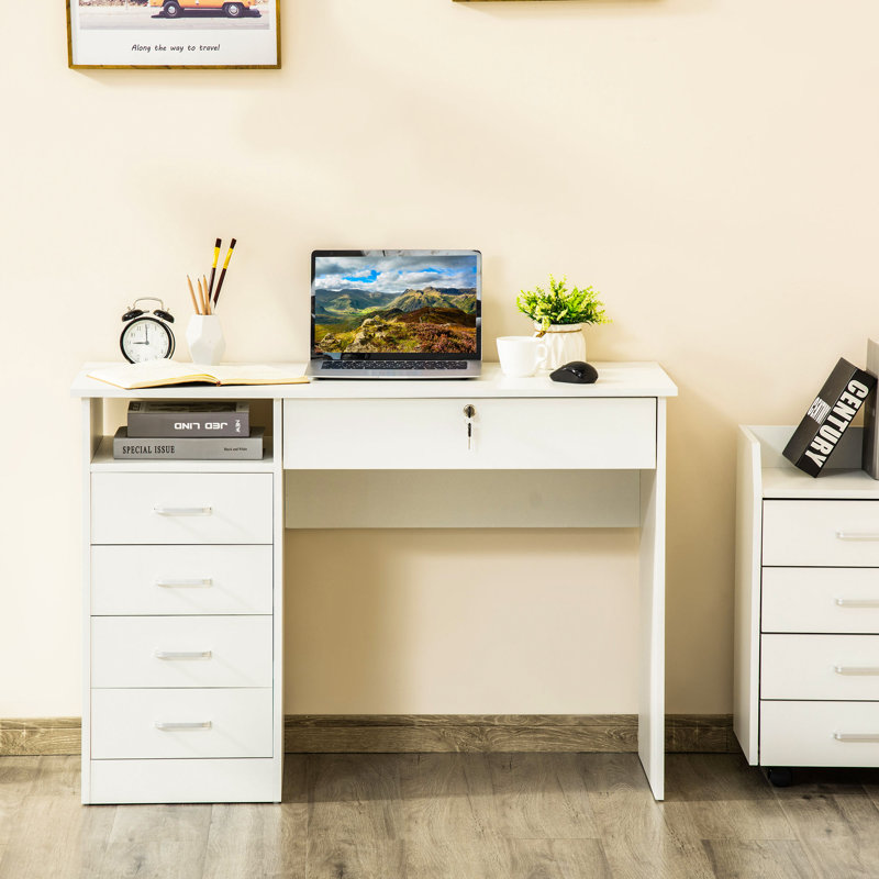 Fernandeo Metal Base Computer Desk, White