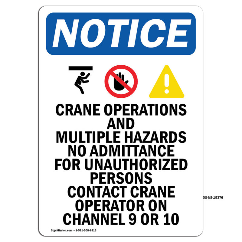 Enseigne d'opération de grue