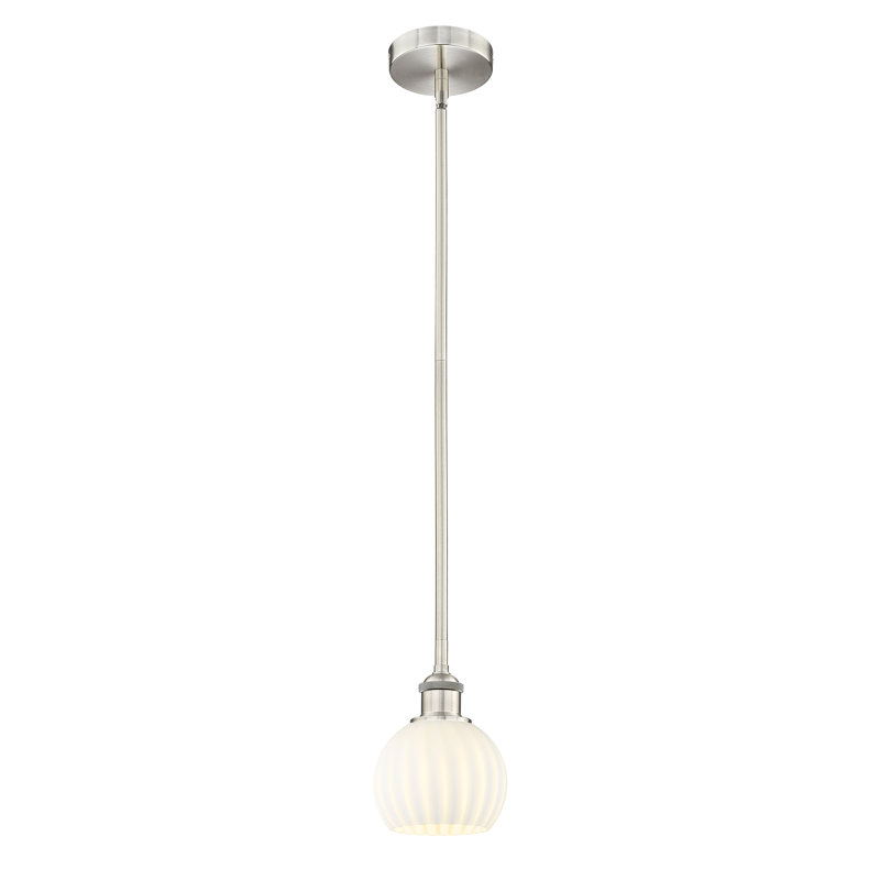 Luminaire suspendu 12 po Edison White Venetian, H 7,5 po x l 6 po x P 6 po, Nickel satiné brossé