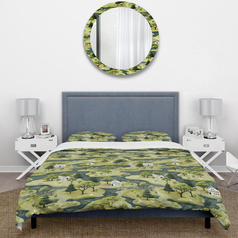 Ensemble de housse de couette Green Zen Garden Countryhome Sanctuary, Housse de couette simple + 1 taie décorative stan