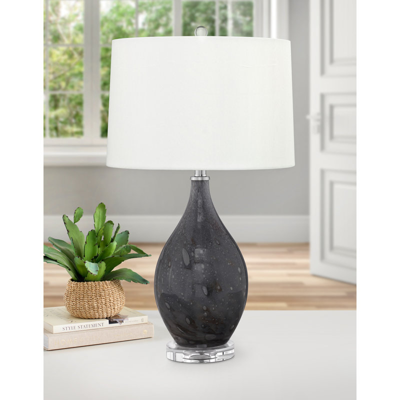 Bolzano 28" Grey Bubbled Glass Table Lamp