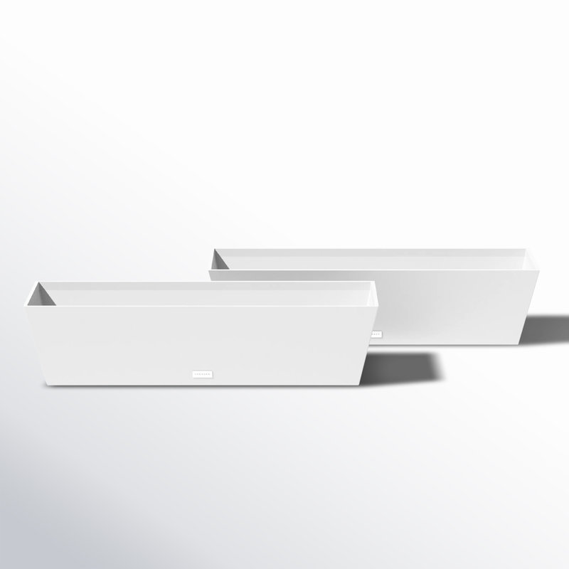 Pure Series Window Box Planter, 9" H x 36" W x 10" D, White, Set of 2