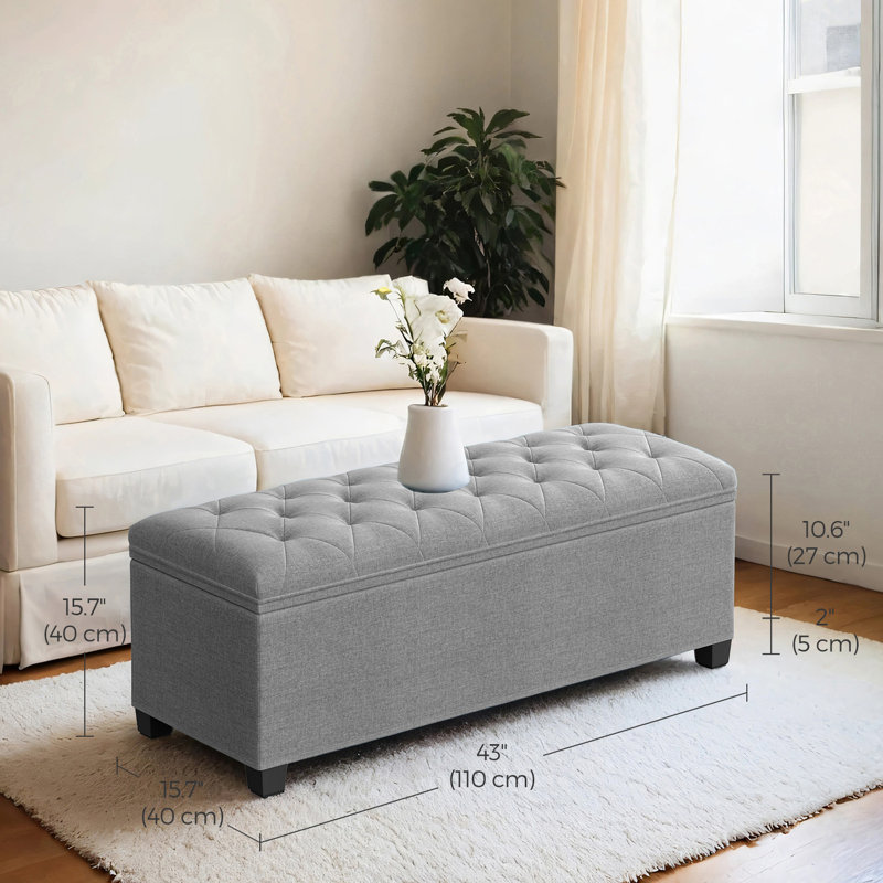 Banc de rangement avec repose-pieds, banc avec rangement, pour entrée, chambre à coucher, salon, Gris clair