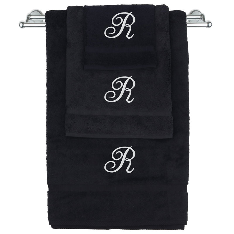 Ensemble de serviettes Marcelline, Noir / blanc, R