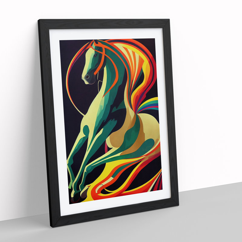 Abstract Horse No.3 - Wall Art, Black Frame, 64cm H x 46cm W x 2cm D