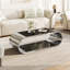 Table basse moderne en acier inoxydable et en verre avec design à 2 niveaux pour un salon spacieux et élégant-1480206101