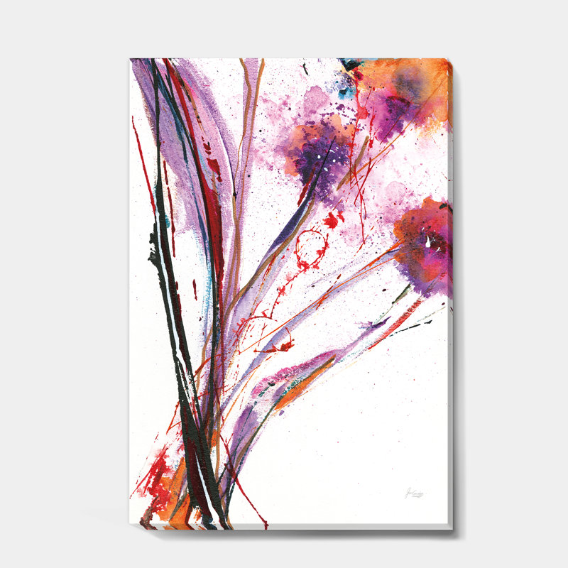 Fleurs abstraites mauves - reproduction d'art sur toile tendue, H 40 po x l 30 po x 1,5 po