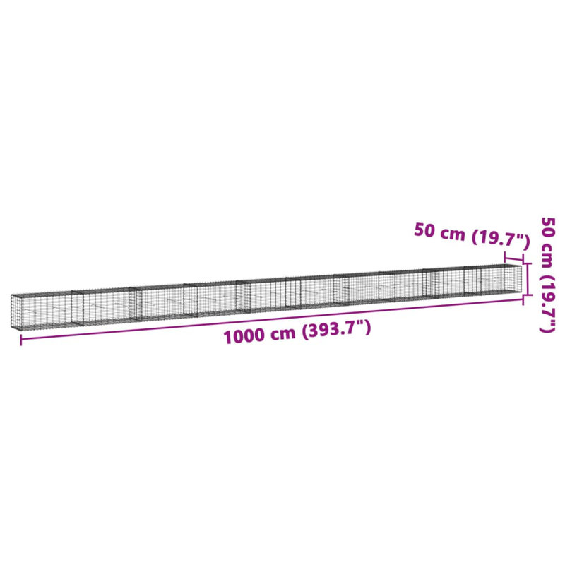 Clôture de bordure en métal argenté, 33 pi X l 2 pi X P 2 D