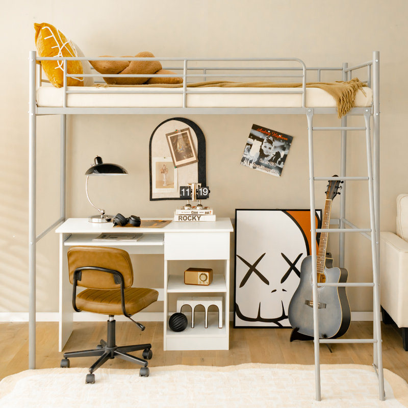 Dykstra Loft Bed with Storage Included with Built-in Ladder Included