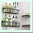 Stainless Steel SpaceSaver Shower Caddy Set - 4 Piece Wall Shelf Organizer with Hooks, 40lb Capacity