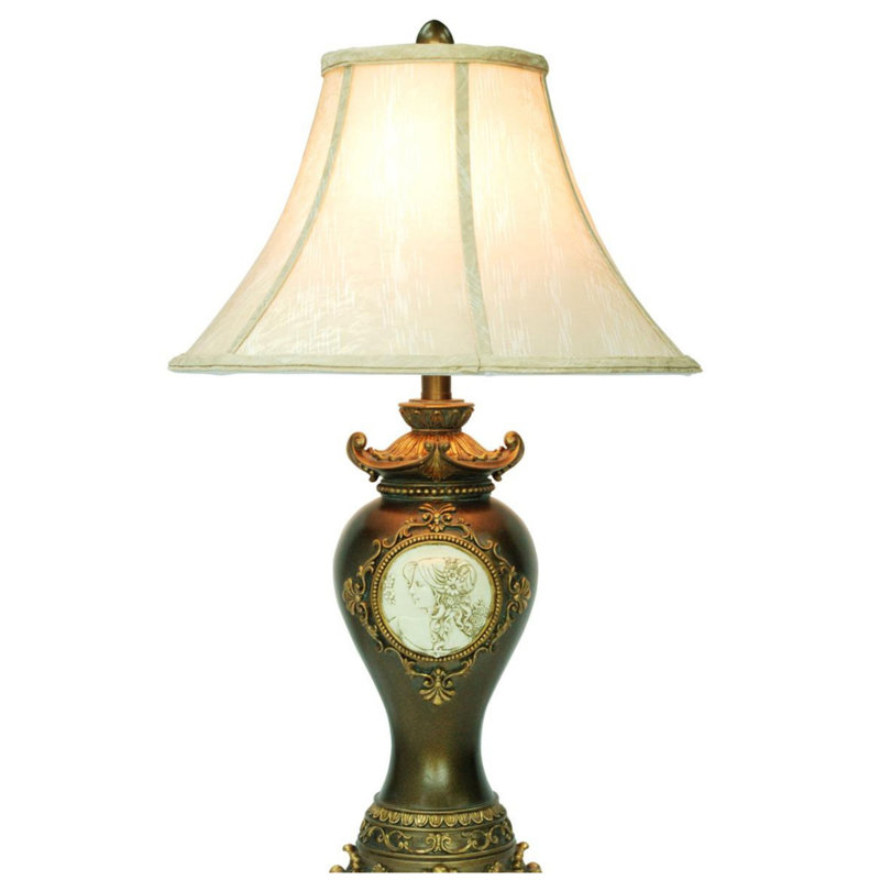 Lampe de table haute 29 po avec finition espresso, feuilles dorées et accents classiques de Grèce