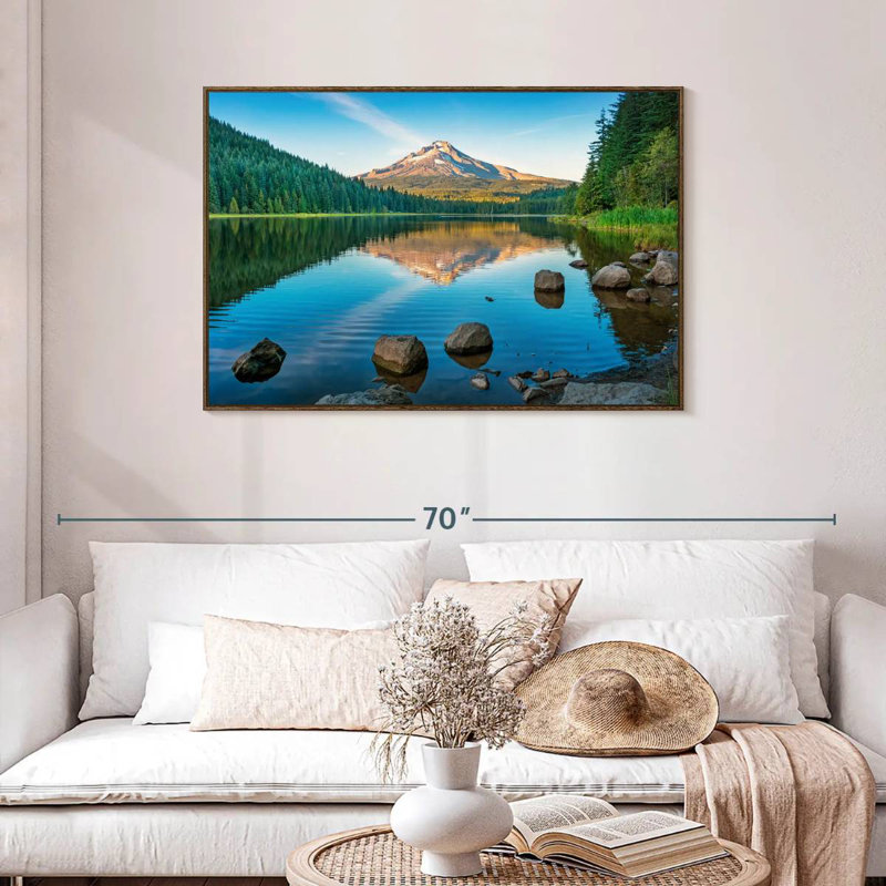 Relaxing Trillium Lake, 43" X 29", Floating Frame Walnut