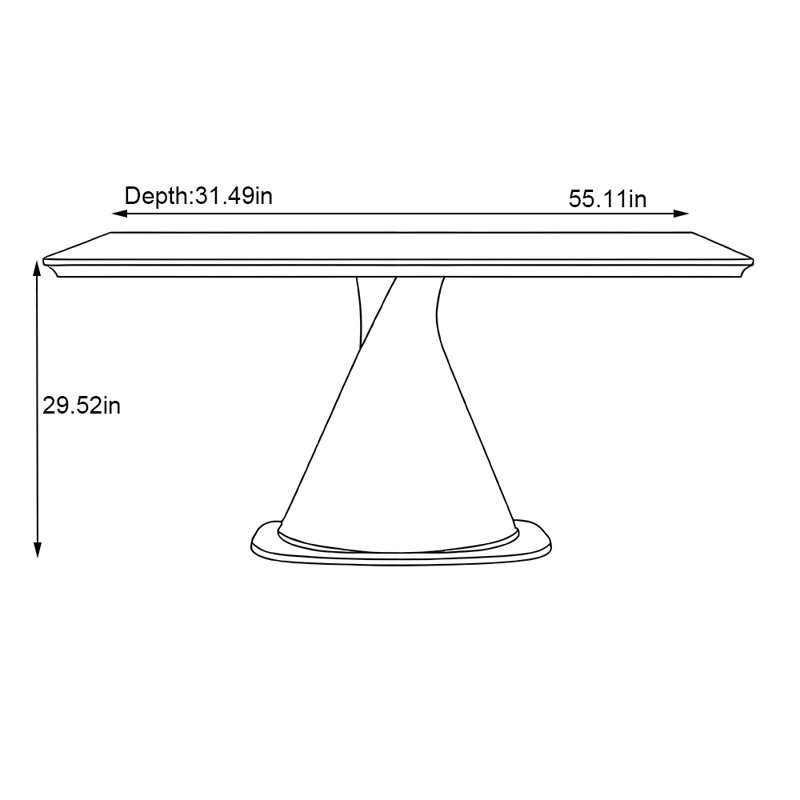 Table en bois massif Minimalist, H 29,52 po x L 55,11 po x l 31,49 po