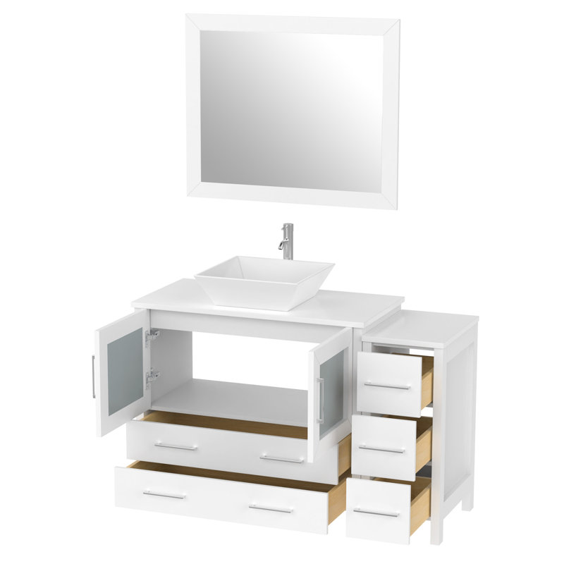  Ensemble de meuble-lavabo simple 48 "avec miroir, Blanc