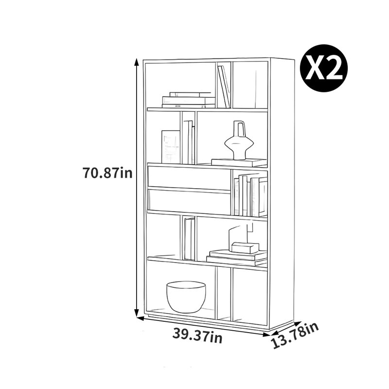 American Style Multiple Lattice  Wood Bookcase