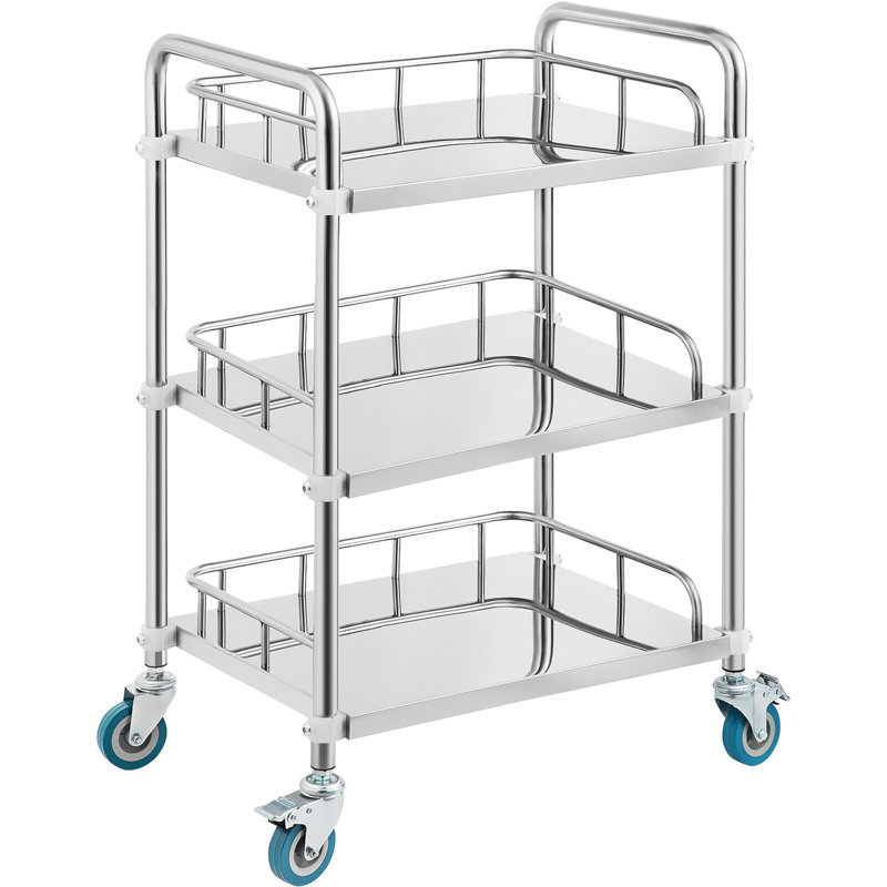 Chariot roulant Lab, chariot en acier inoxydable à 3 tablettes