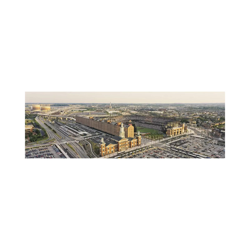 Aerial View Of A Baseball Stadium In A City, Oriole Park At Camden Yards - Wrapped Canvas Panoramic Print
