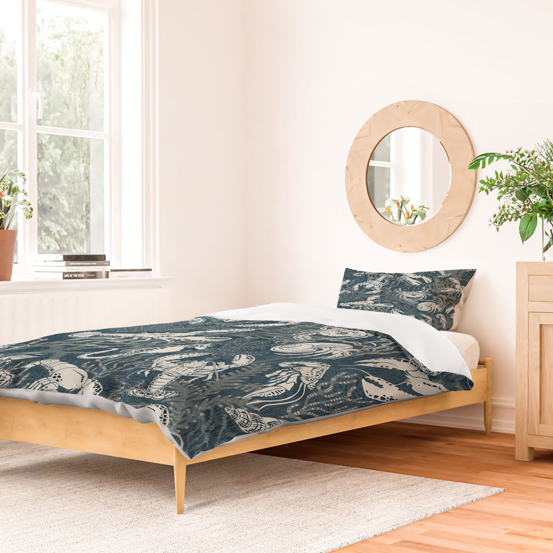 Ensemble de housse de couette DESIGN dannick Lobster and Friends, Housse de couette lit simple TG + 1 taie décorati