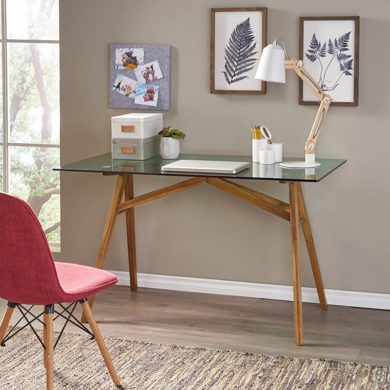 Decameron Desk MID-CENTURY DESIGN: Blending together iconic splayed legs with a stunning wood frame,