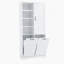 Armoire de rangement de salle de bain avec portes et tiroirs, panier à linge inclinable, plusieurs espaces de rangement, style autoportant, tablette ouverte, tablette réglable, blanc-216142234