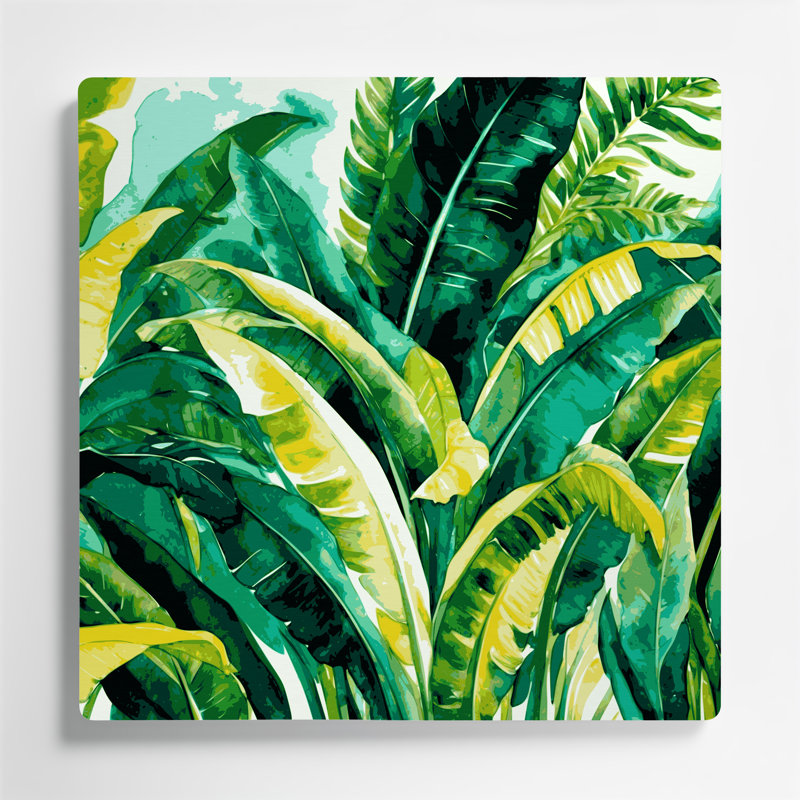 «Hawaiian Banana Plants», art mural en métal vert, H 12 po x l 12 po