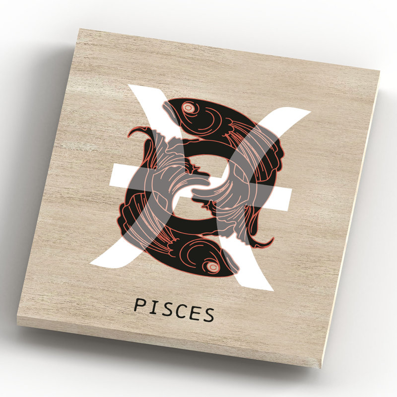 Kana Zodiac Pisces - No Frame Print on Wood