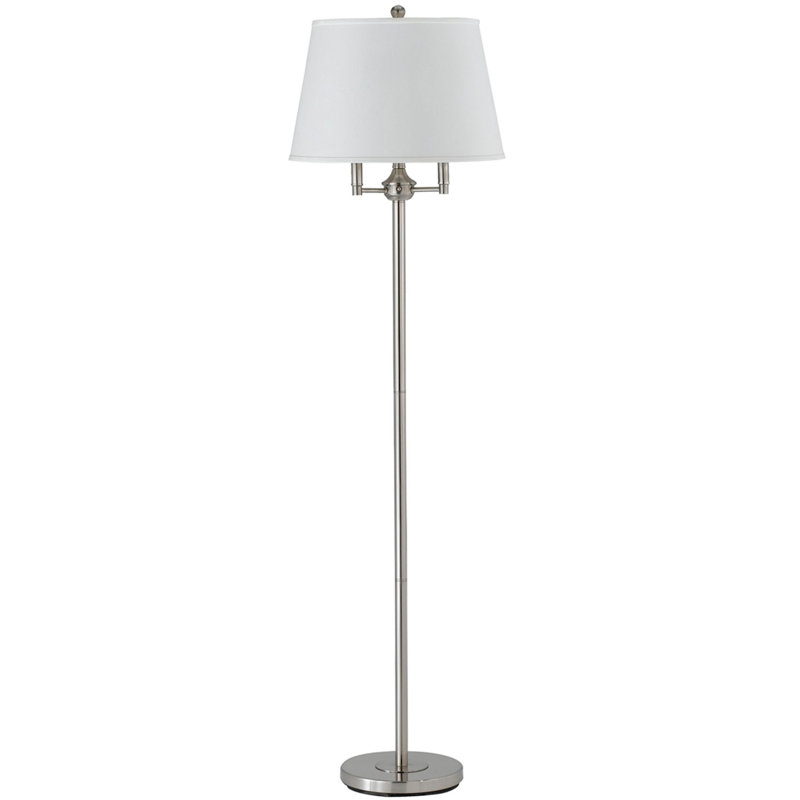 Gurnoor 62'' Traditional Floor Lamp, Silver, White