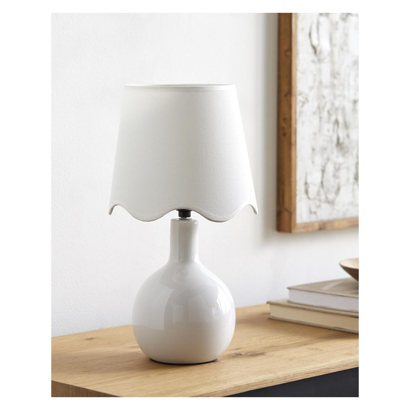 Maura Accent Table Lamp, White, White, 15"H x 9"W x 9"D