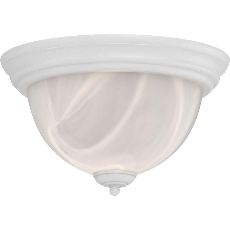 Plafonnier encastré rond simple texturé blanc l 11 po avec abat-jour en verre albâtre Keywan