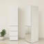 Système d'organisation modulaire en bois avec miroir en blanc