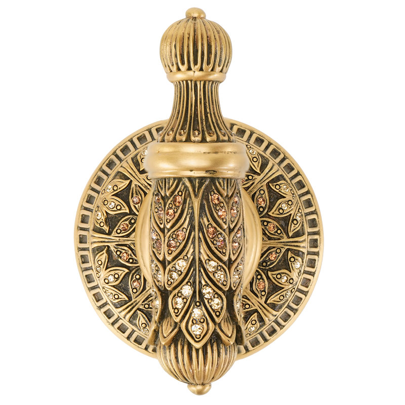 HAMPTON CRYSTALIZED SMALL HOOK; DECORATED WITH LIGHT COLORADO TOPAZ SWAROVSKI CRYSTALS; FLORENTINE GOLD FINISH, Museum Gold